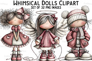 Whimsical Dolls Clipart Bundle, an Illustration by Craft Nest (Thumbnail 1 of 8)