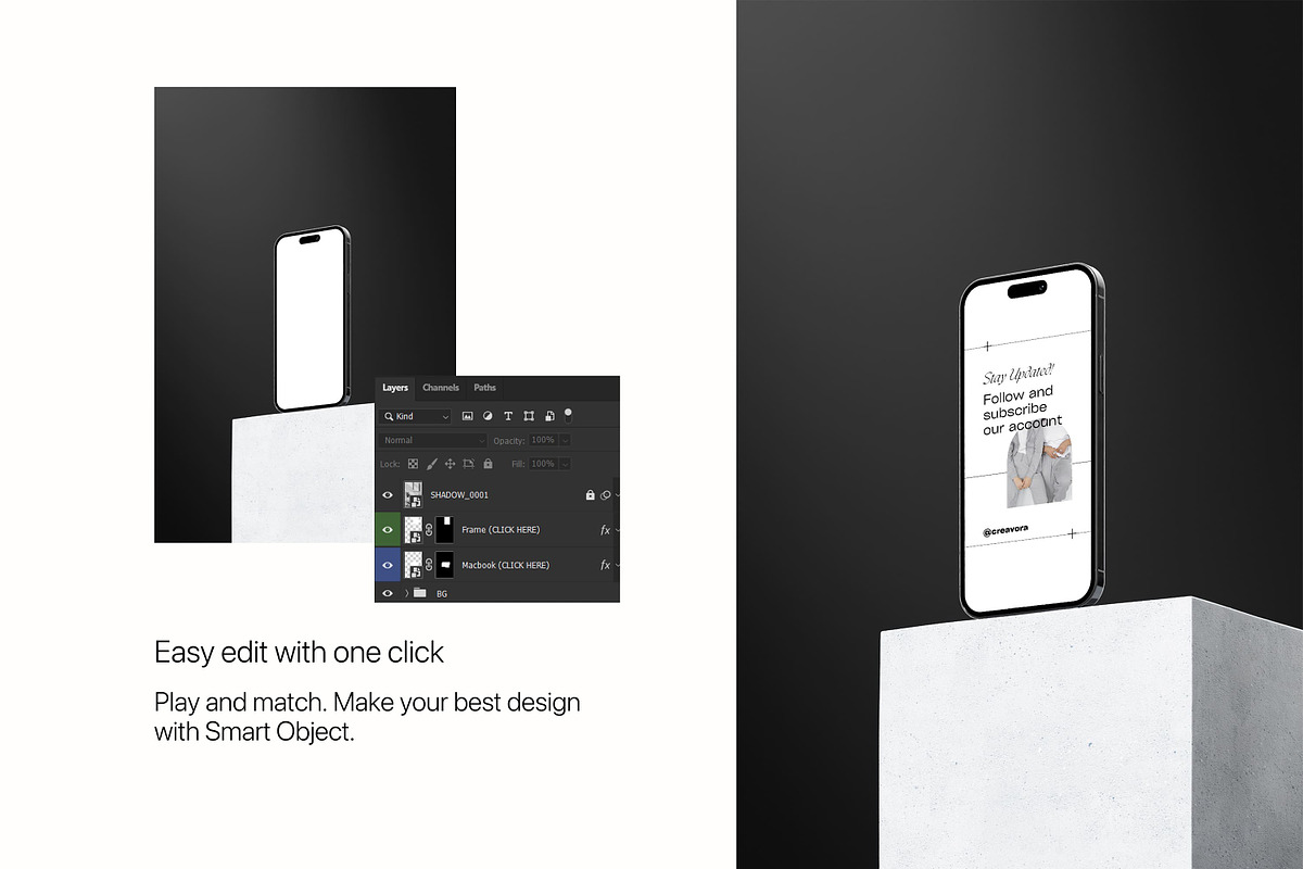 Squera - Minimal iPhone Mockup, an iPhone Mockup by Creavora (Photo 4 of 5)