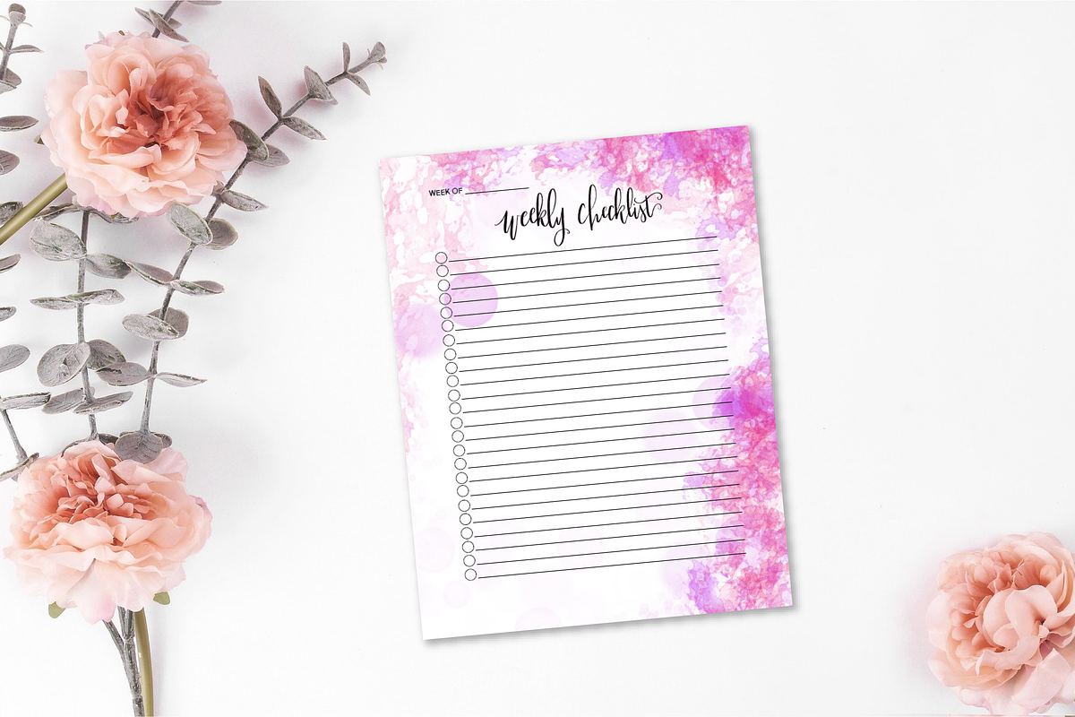 Weekly Checklist - Watercolor, a Stationery Template by Genesis Printables