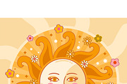 Retro Floral Sun Illustration, a Seasonal Illustration by MISS CHATZ (Thumbnail 3 of 3)
