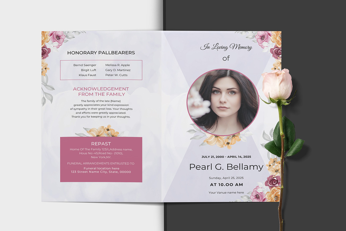 Funeral Program And Prayer Card, a Brochure Template by crazyOWL (Photo 4 of 8)