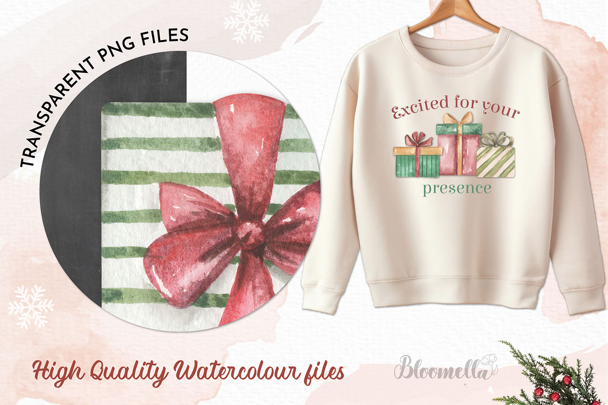 Watercolour Christmas Gifts Presents, an Object Graphic by Bloomella (Photo 5 of 6)