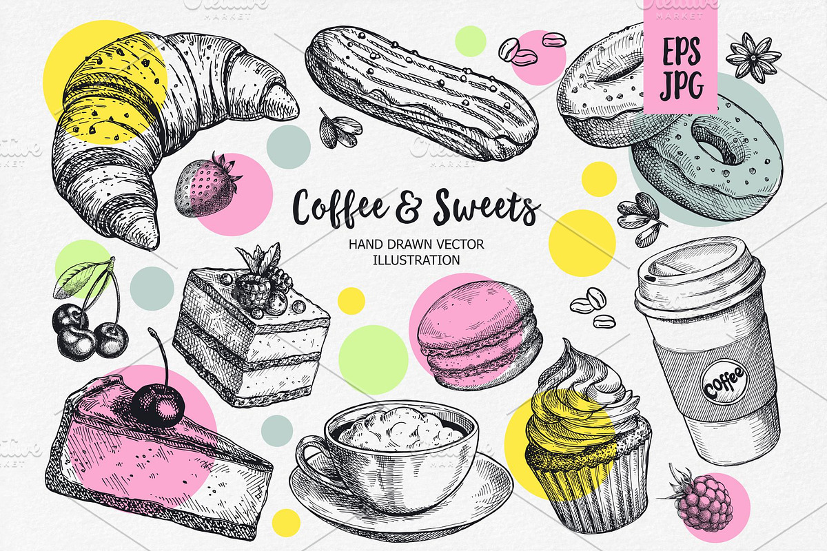Sketch vector set of dessert., a Food Illustration by natadanko (Photo 2 of 4)
