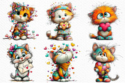 Whimsical Valentine Cats Clipart, an Illustration by Craft Nest (Thumbnail 6 of 11)
