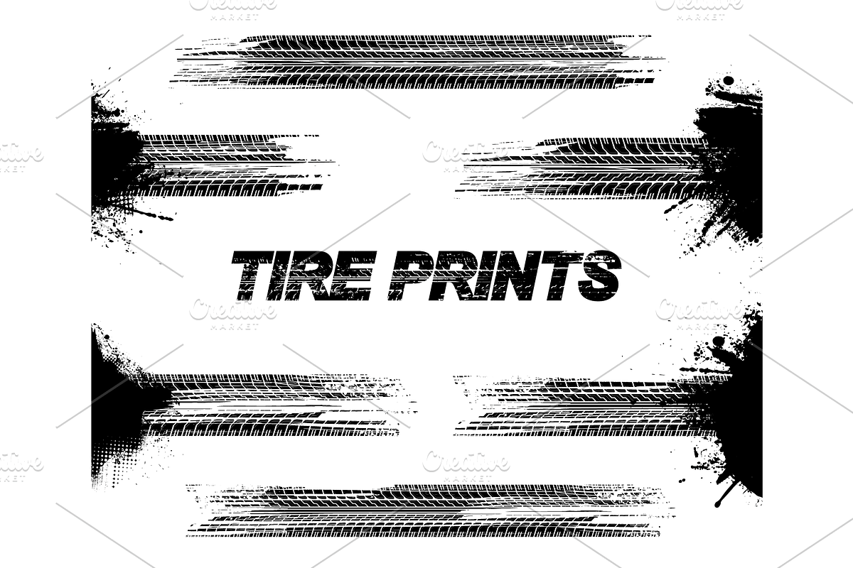 Car tire tracks texture set, a Texture Illustration by SergeyBitos (Photo 9 of 12)