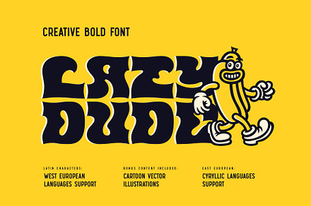 Lazy Dude - font and illustrations, a Slab Serif Font by Gleb Guralnyk