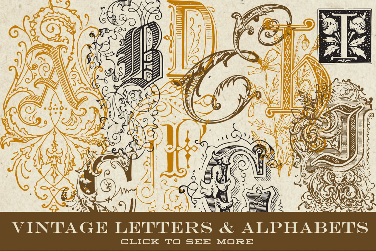 Vintage Vector Letters & Monograms, an Object Graphic by Eclectic Anthology (Photo 1 of 3)