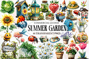 Summer Garden Watercolor Clipart, an Illustration by Designworld (Thumbnail 1 of 6)