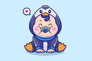 Cute Baby Wearing Penguin Costume, a Person Illustration by Catalyst Labs