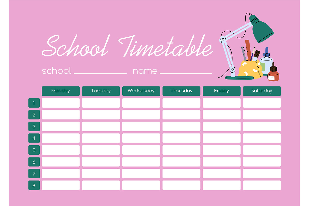 School timetable, lessons schedule, an Education Illustration by Good Studio (Photo 3 of 6)