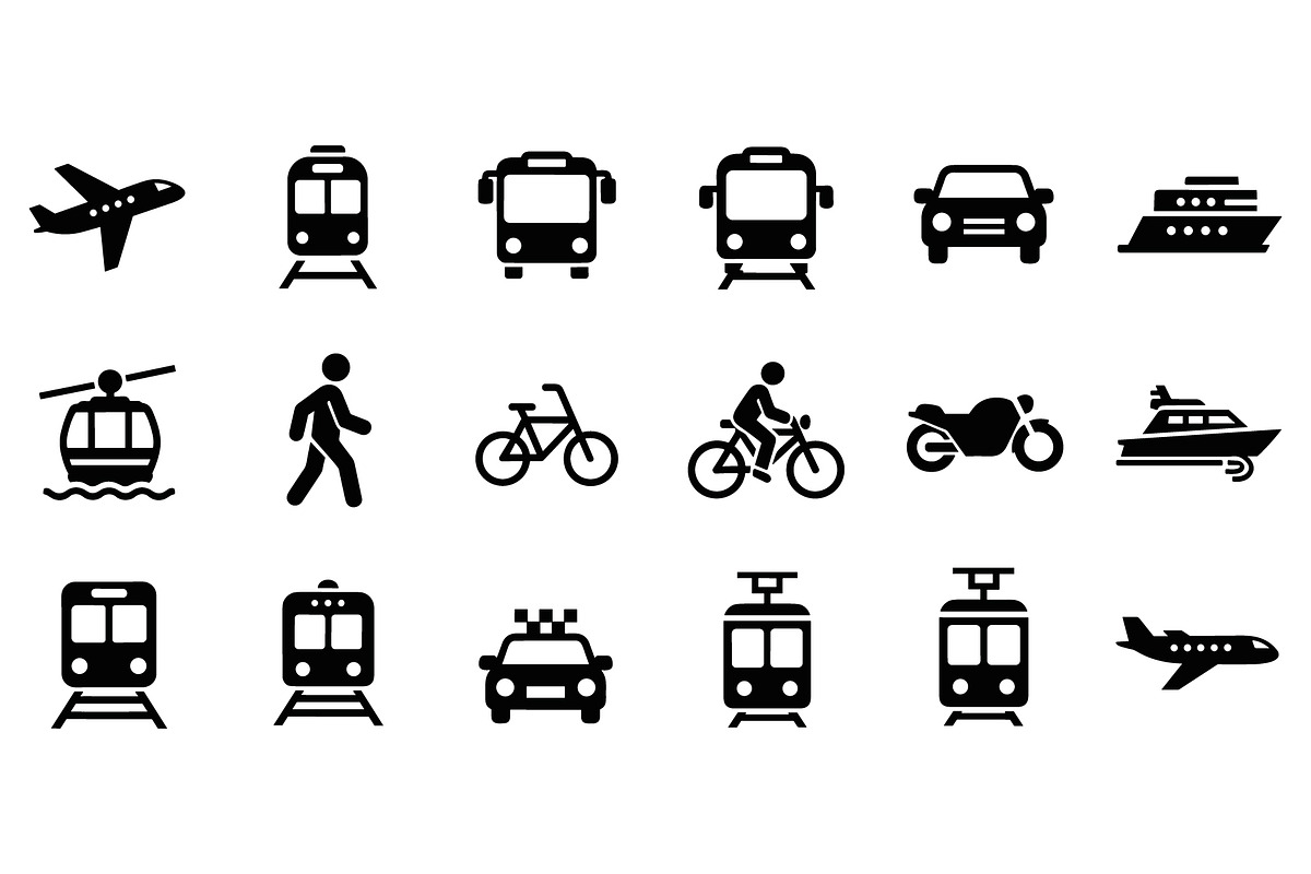 Travel & Transport Icons Set, a Solid Icon by Master Design