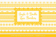 Yellow Lace Clipart Borders, an Illustration by Amanda Ilkov (Thumbnail 1 of 5)