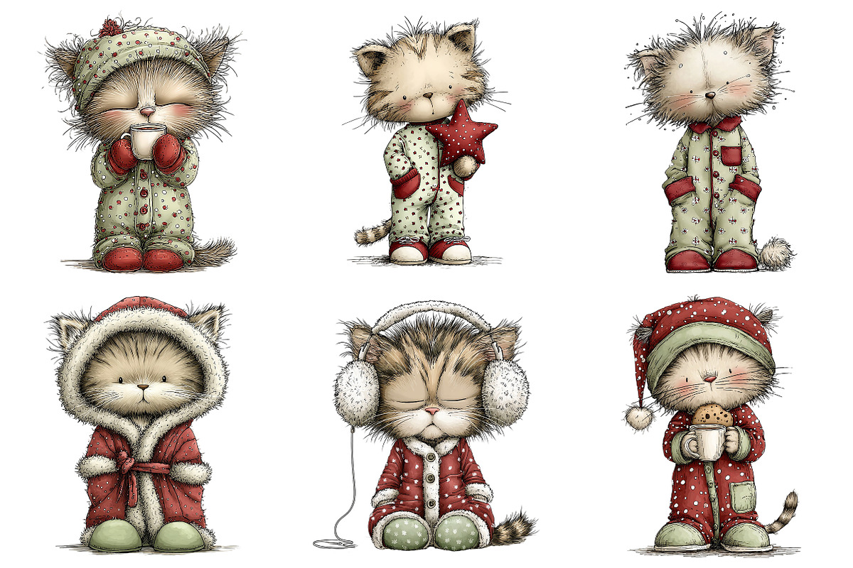 Winter Pajama Cats Clipart, an Illustration by Craft Nest (Photo 10 of 11)