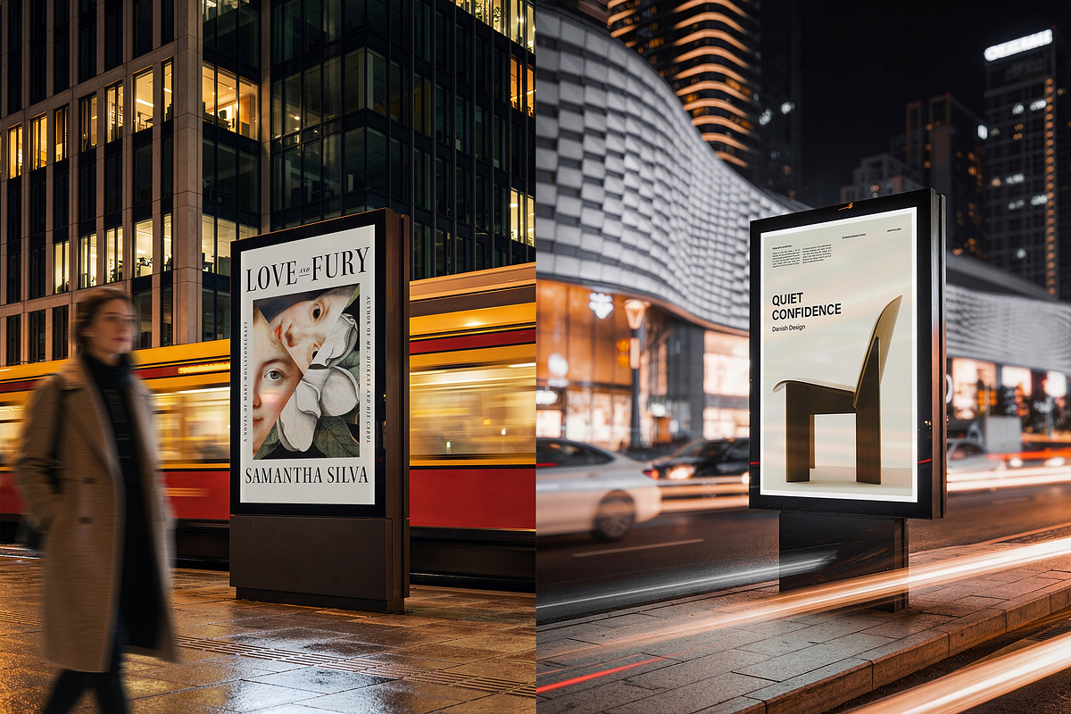 Night Advertising Billboard Mockups, an Advertising Mockup by Dikarte.Store (Photo 2 of 7)