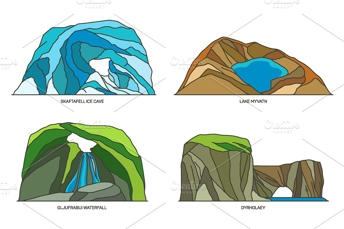 Nature sights of Island in line, an Illustration by GenziWorkshop (Photo 6 of 12)
