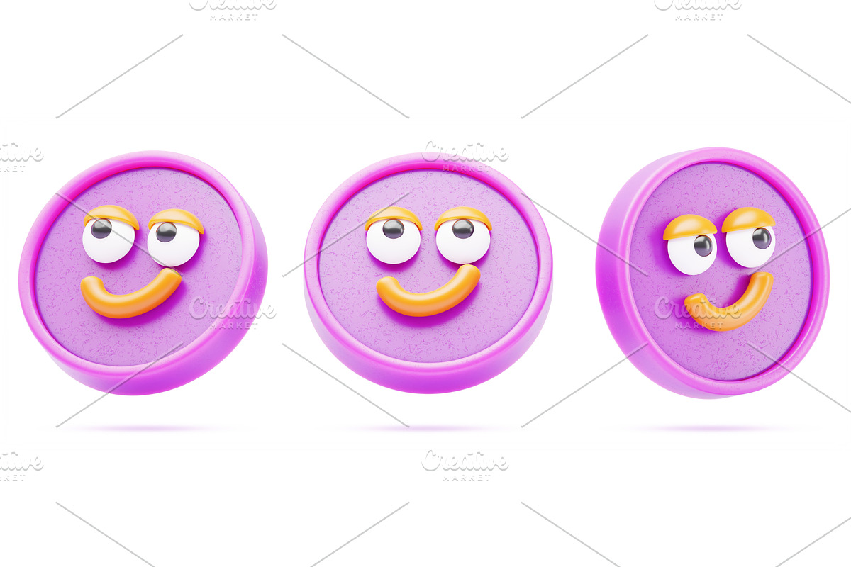 Pink 3d coin character with happy, a Characters & Person 3D Model by Marozhkastudio