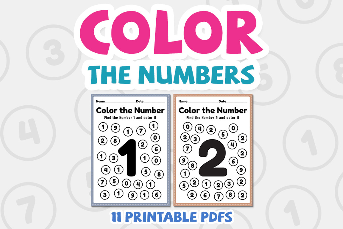 Coloring numbers, 1 to 10 math, an Education Illustration by TukTuk Design (Photo 1 of 7)
