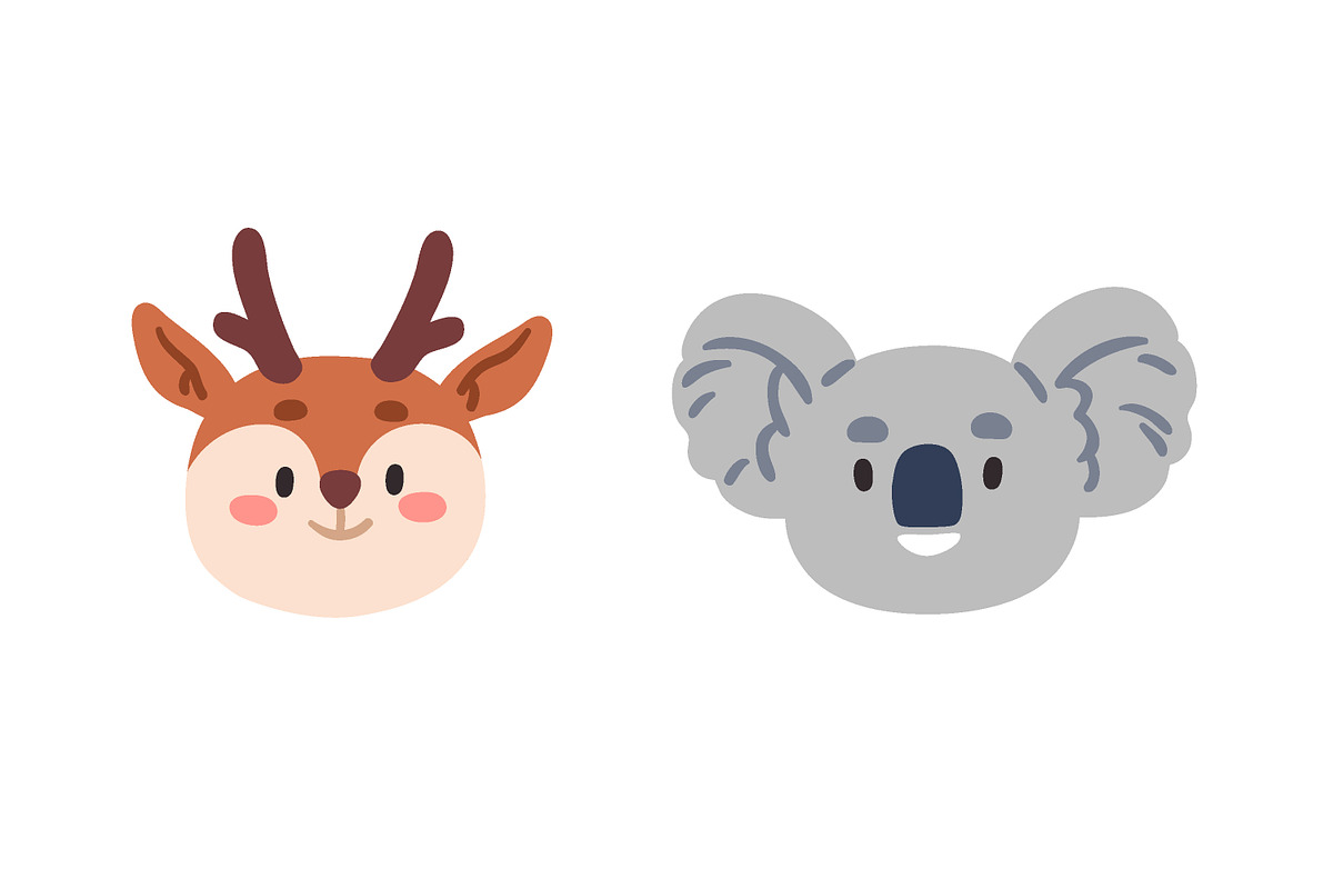 Cute animal faces, avatars set, an Animal Illustration by Good Studio (Photo 3 of 9)