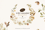 Wild autumn forest - watercolor fall, an Animal Illustration by Pamyatka Shop (Thumbnail 11 of 16)