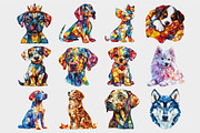 Watercolor Stained Glass Dogs Clipar, a Seasonal Illustration by Design Market (Thumbnail 4 of 5)