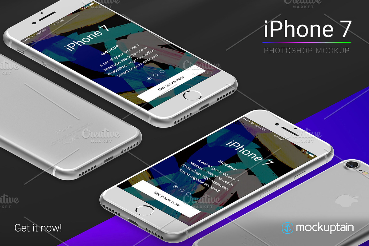 Iphone 7 Mockup Isometric White, an iPhone Mockup by mockuptain (Photo 7 of 7)