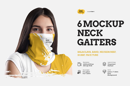 6 Mockups Neck Gaiters, a Mask Mockup by DECEMBER.DSGN