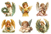 Vintage Angel Clipart Set PNG, an Illustration by SinaCreation (Thumbnail 3 of 5)