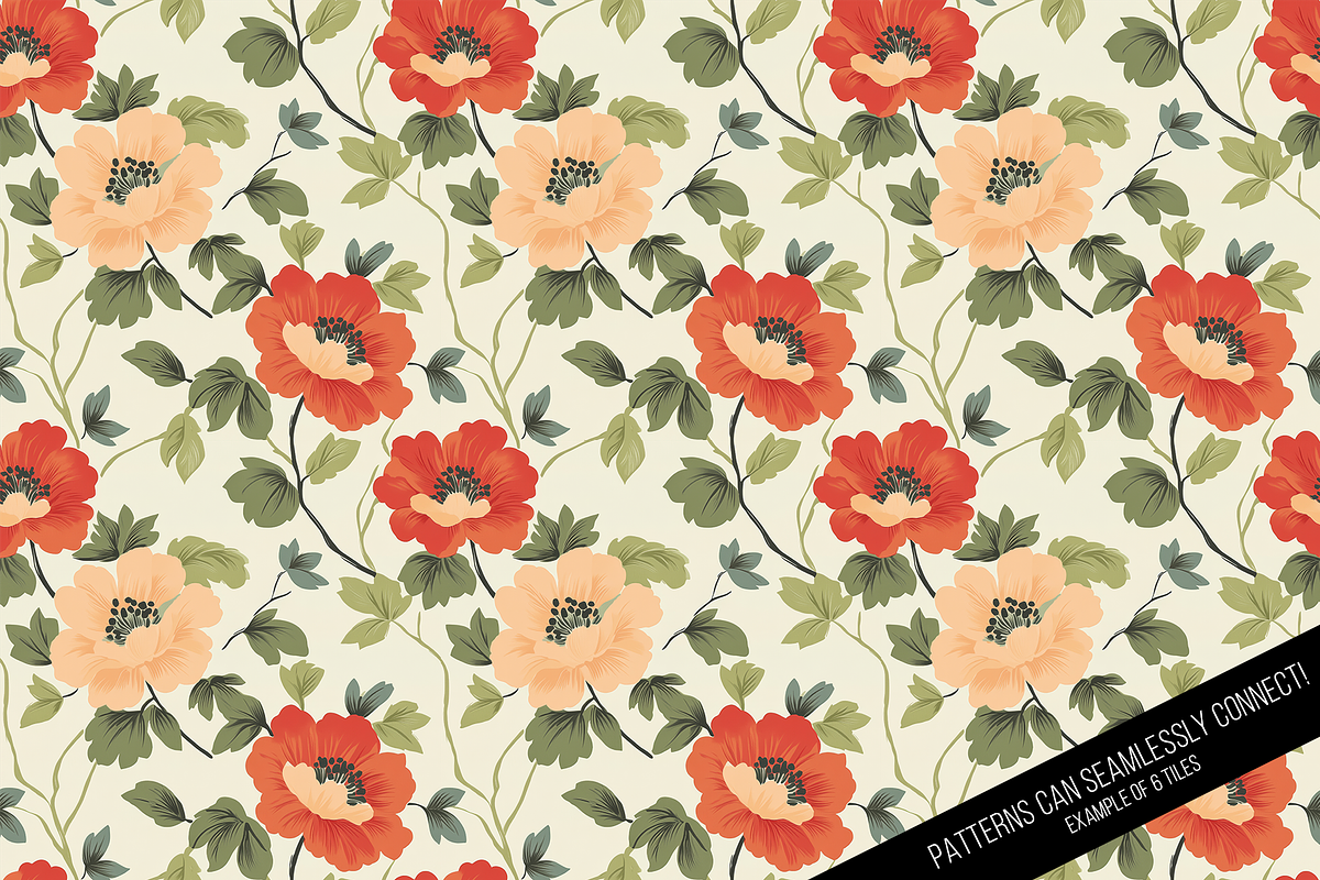 Seamless Retro Flowered Wallpaper, a Pattern Graphic by Chromolume Studio (Photo 11 of 15)
