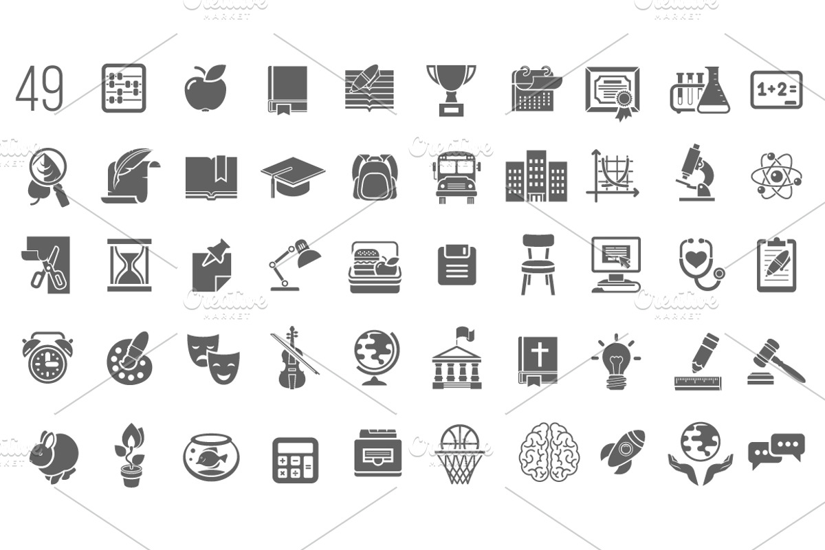 Round Flat White School Icons, an Icon by Vectorikart (Photo 3 of 3)
