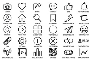 21 Vector EPS Social Media Outline, an Outline Icon by adenpinkstore