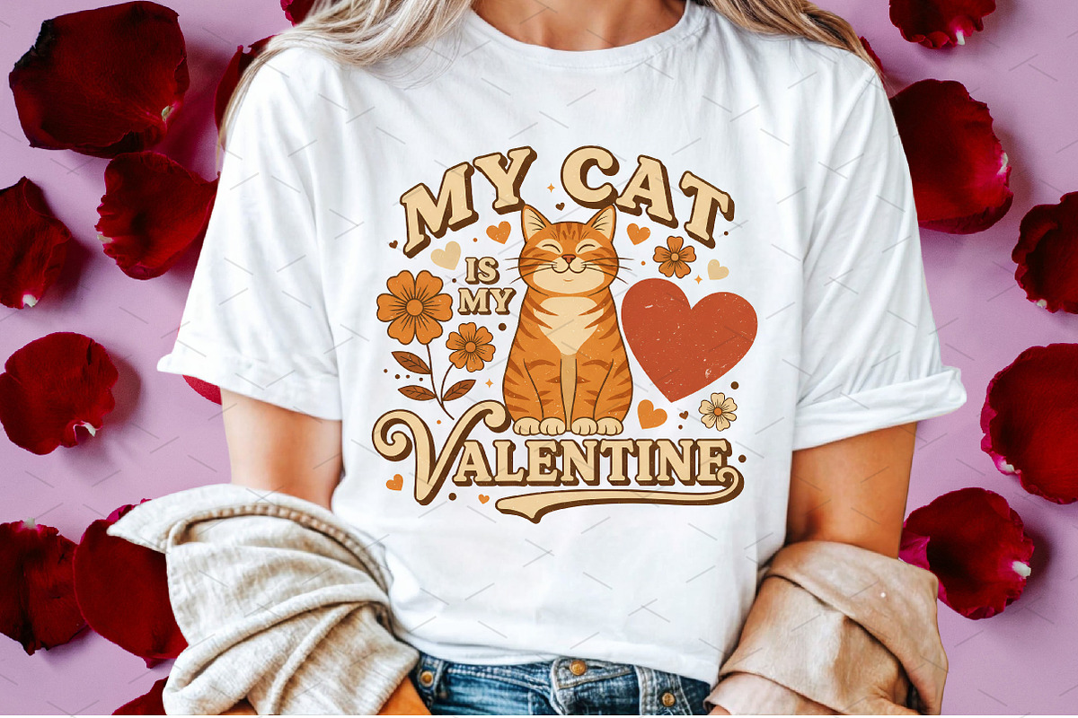 My Cat Is My Valentine Sweatshirt PN, a Graphic by Libby Wishes (Photo 2 of 7)