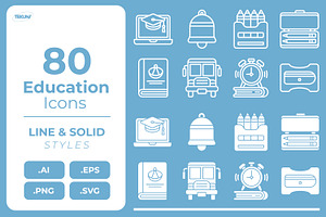 Education Icons Set, an Icon by Tekuni
