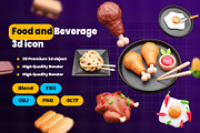 Food and Beverage 3d Icon Pack, an Object 3D Model by Ui Stock (Thumbnail 1 of 6)