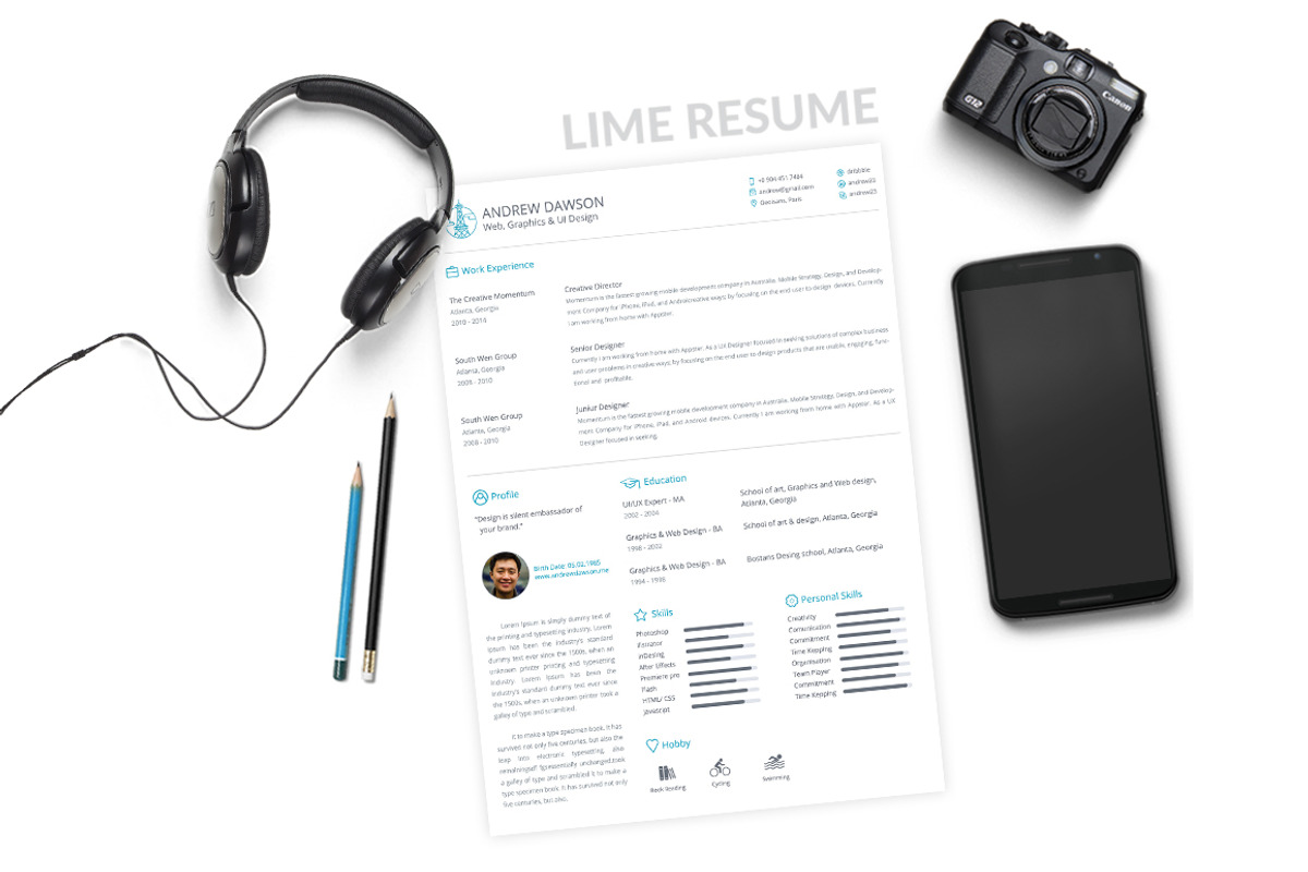 Lime Resume, a Resume Template by UIMint (Photo 1 of 2)