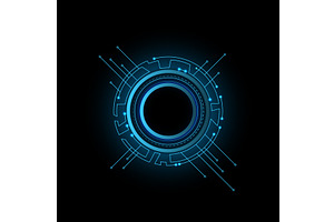 Circuit board circle frame, a Technology Illustration by Things for designers