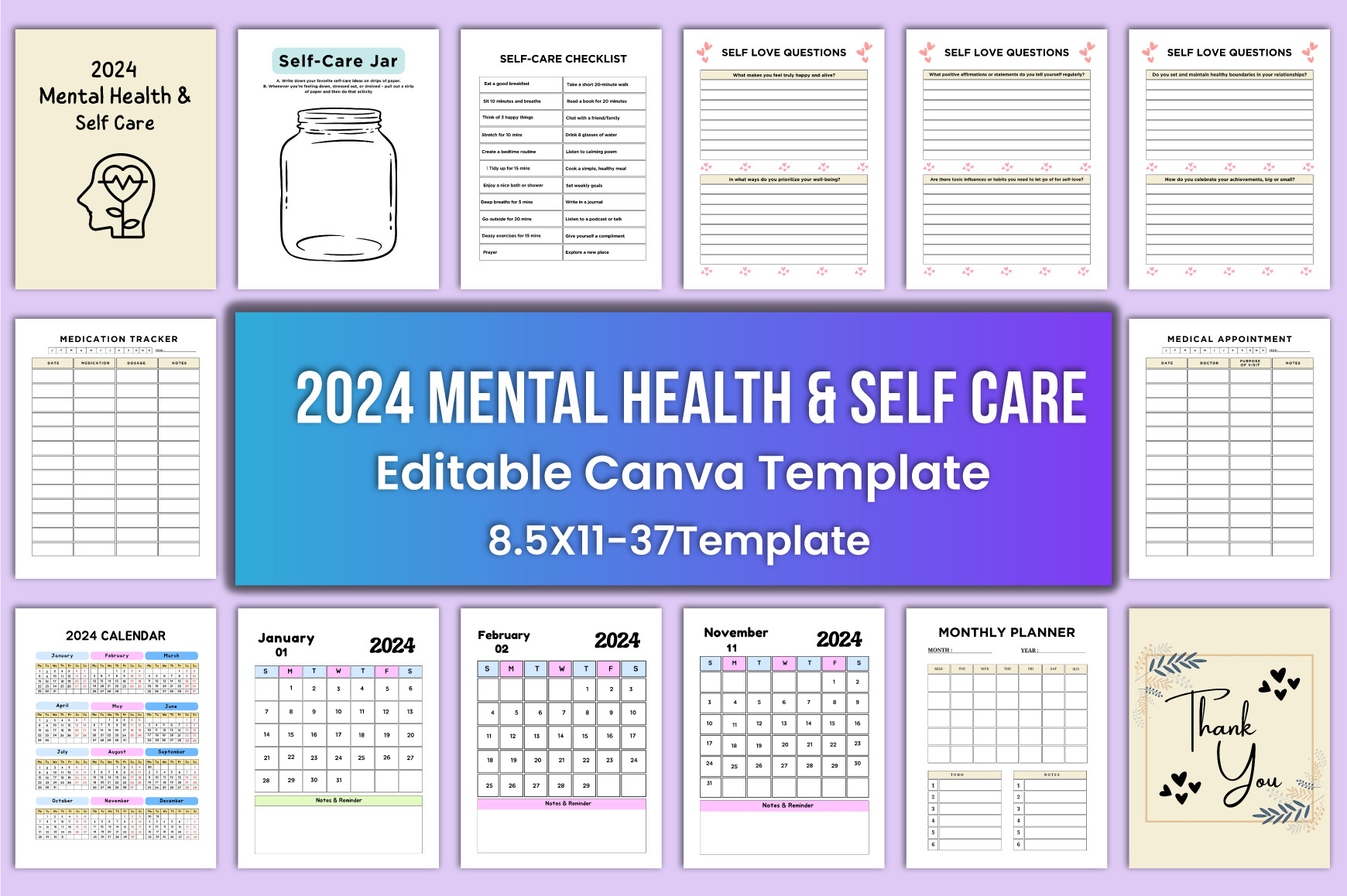 2024 Mental Health & Self Care planner