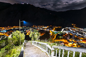 Night view of Banos de Agua Santa in Ecuador, an Architecture Photo by Leonid Andronov