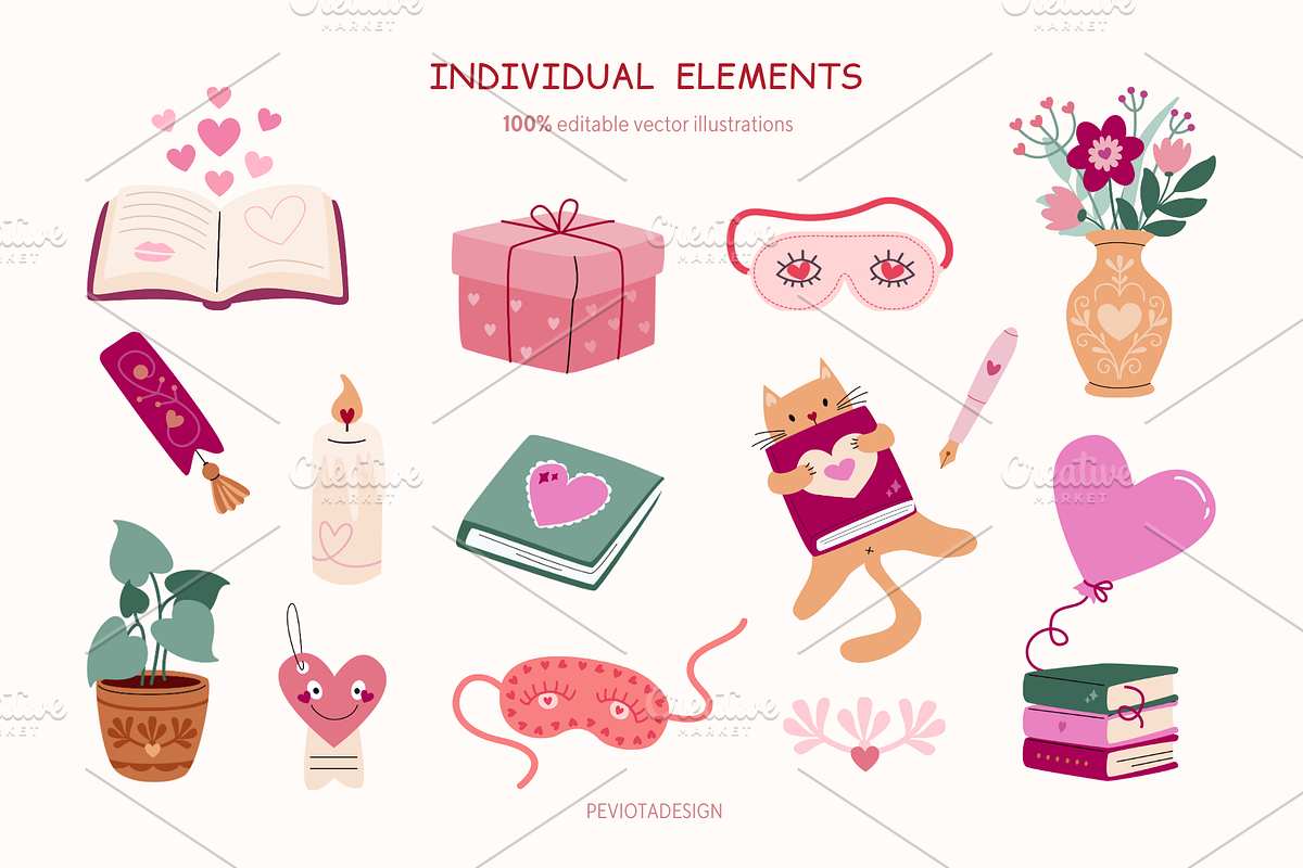 Valentines Day vector illustrations, a Seasonal Illustration by Peviotadesign (Photo 6 of 14)