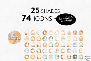 Watercolor Social Media Icons