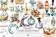 Watercolor Coastal Serenity Clipart, an Illustration by Design Market (Thumbnail 1 of 4)