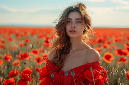woman in poppy field, a Photo by Pictures for you!!!!!!!!!