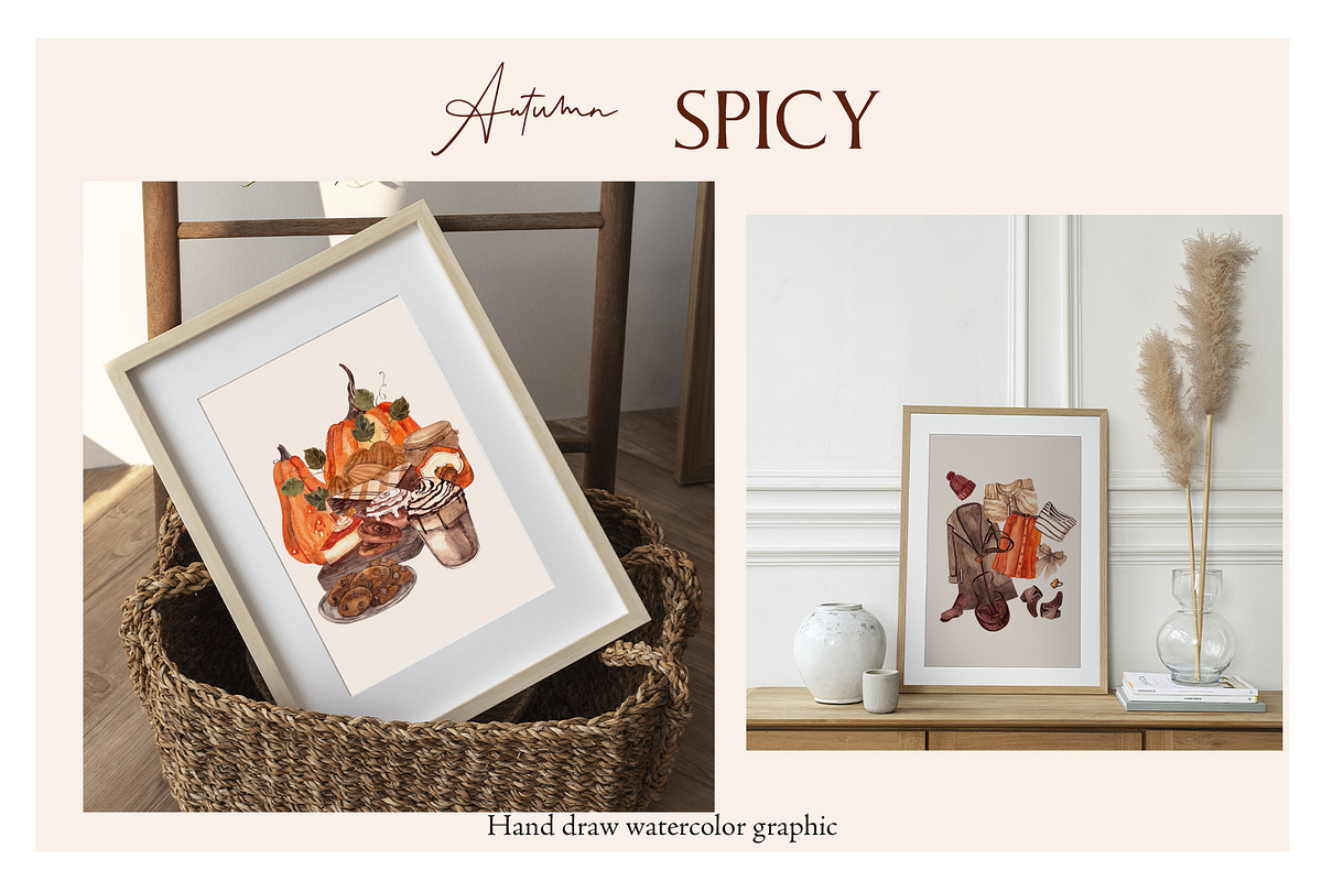 Autumn Spicy.Hand draw watercolor, an Object Graphic by ma_i_vi (Photo 10 of 10)