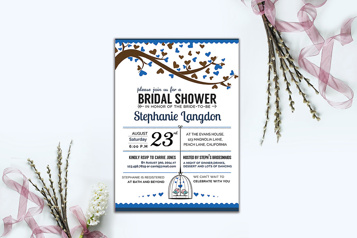 Illustrated Bridal Shower Invite, an Invitation Template by pallabip (Photo 5 of 7)