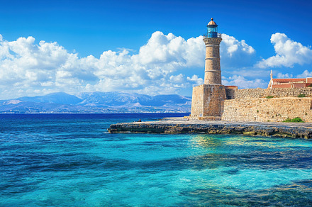 Chania lighthouse overlooking the vi, a Photo by Iftikhar Alam