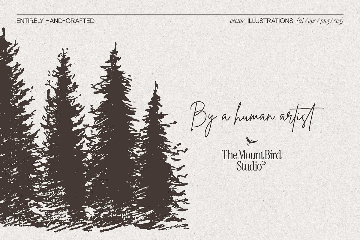 Mountain Slope With Fir Forest, a Seasonal Illustration by TheMountBirdStudio (Photo 3 of 5)
