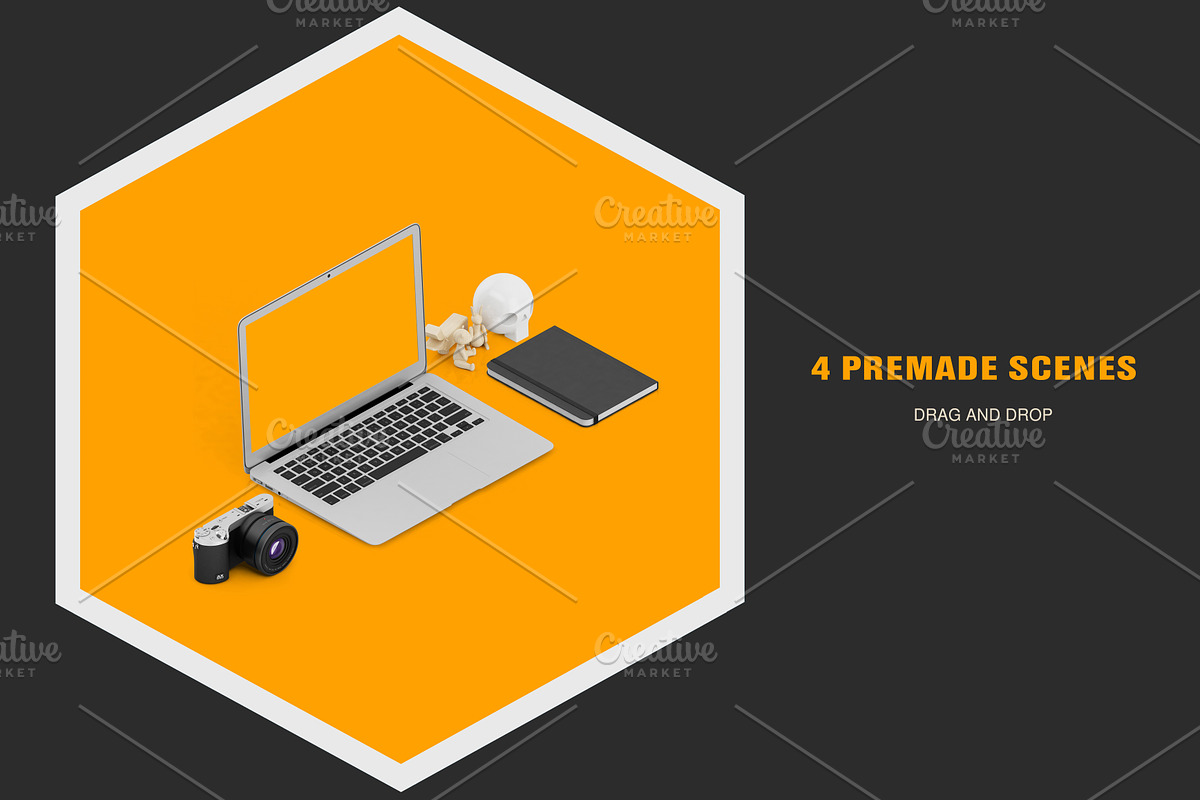 Isometric Office Scene Mock-up, an iPhone Mockup by IsometricWorld (Photo 2 of 7)