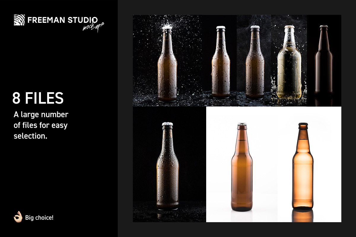 Beer Bottle Mock-Up Set, a Packaging Mockup by Freeman Studio (Photo 3 of 14)