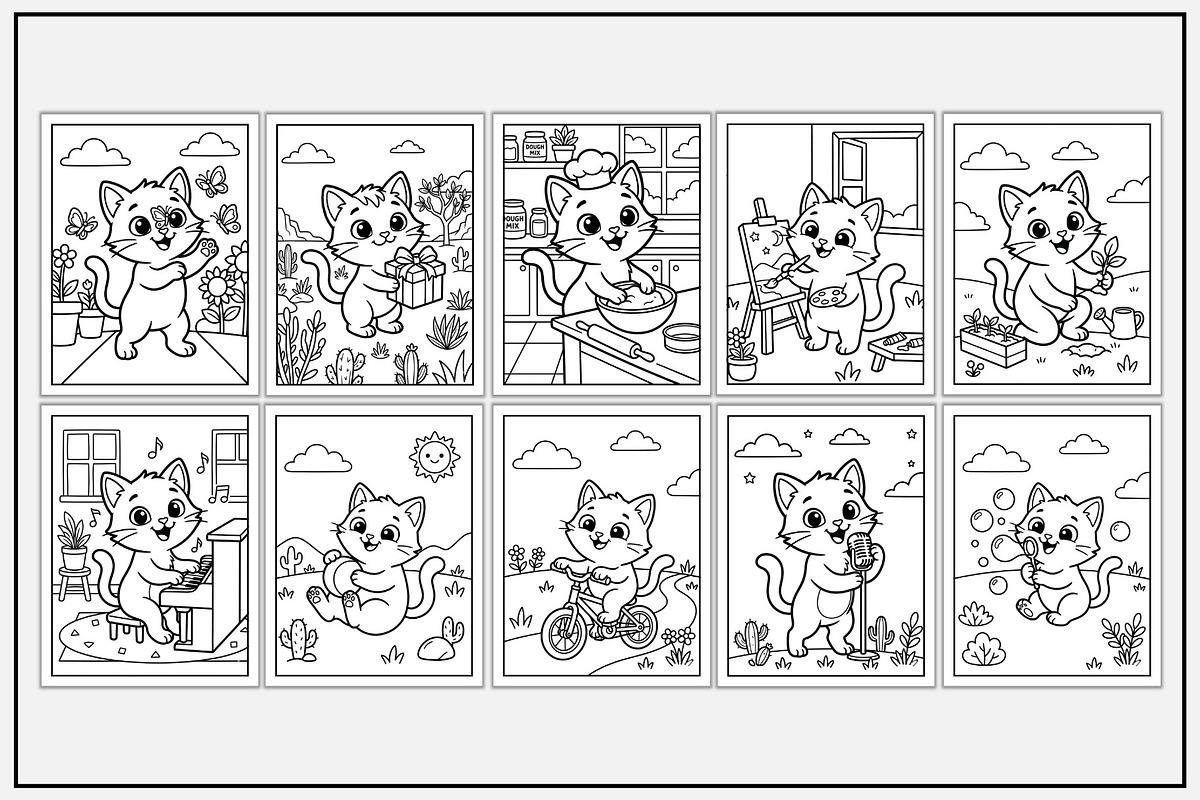 Cat Daily Routine Coloring Book, an Animal Illustration by Lamia Emad (Photo 3 of 5)
