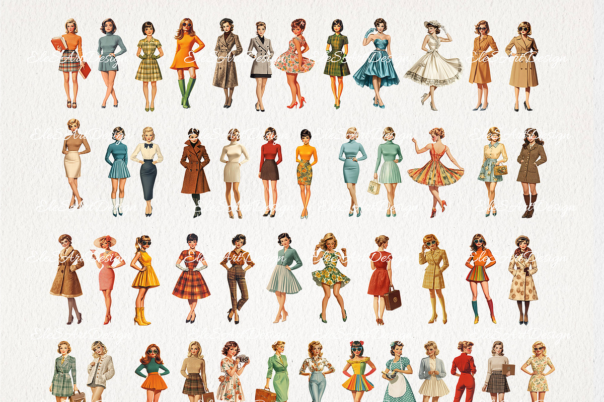 1960s Lady Clipart 48 PNG, a Person Illustration by EleSArtDesign (Photo 2 of 4)