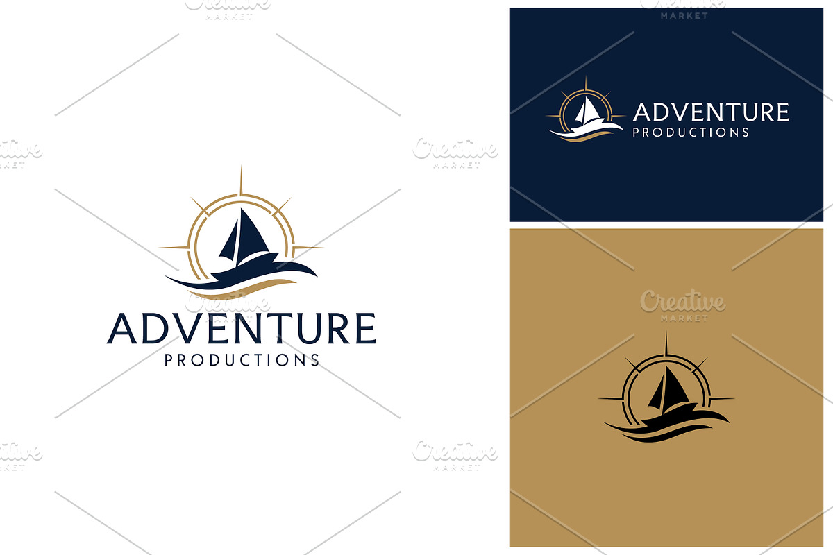 Compas Sail Boat Ship Sea Wave logo, a Branding & Logo Template by Enola99d